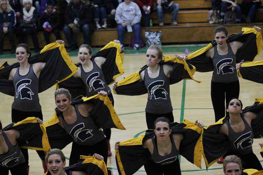 The Sensations perform their hip hop dance at Lindberg High School during on of their main competitions. This helped the team prepare for Nationals in Florida coming up this weekend. 