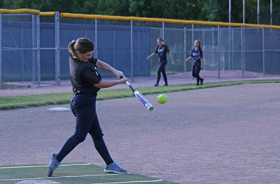 Junior Meagan Day connects with the ball during the Fall Festival scrimmage on Aug. 14. The team has started the season with a 2-4 record but feels it is finding its stride as it works in a number of young players.