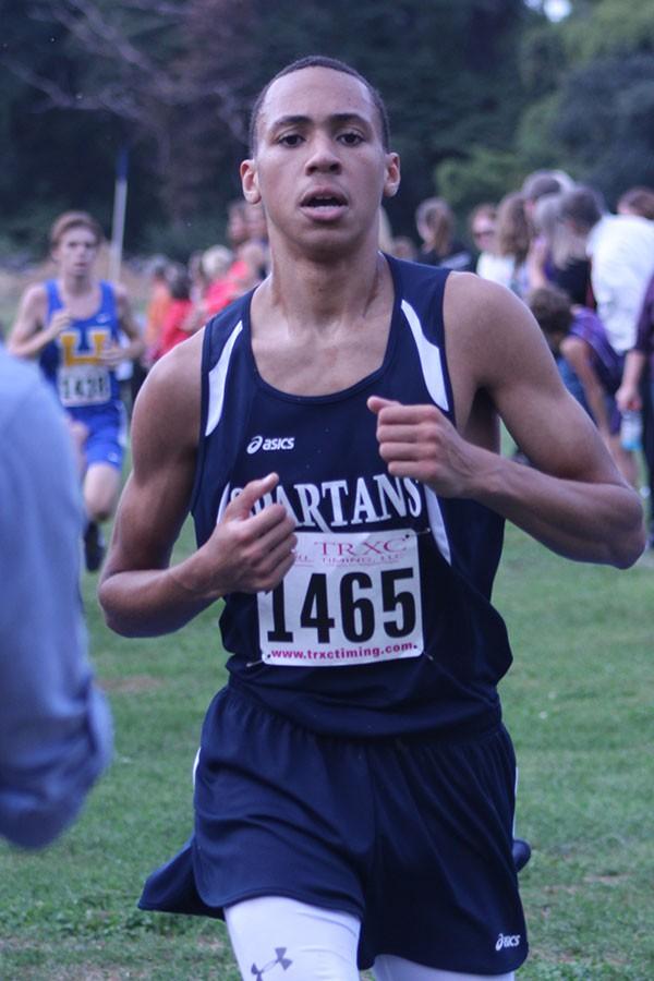 Senior Devin Hatten speeds towards the finish line.