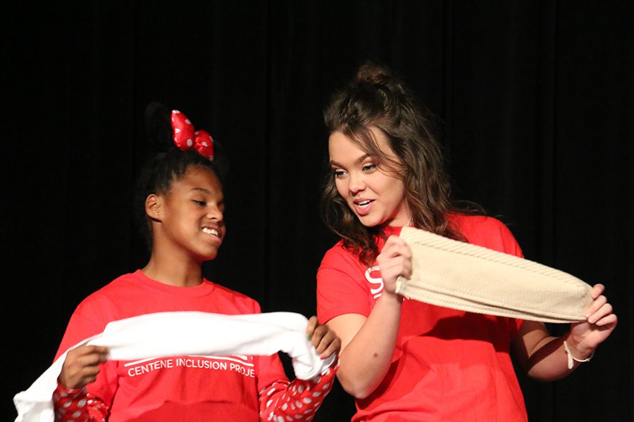 During the improv show, the actresses are randomly given props and come up with different functions for them