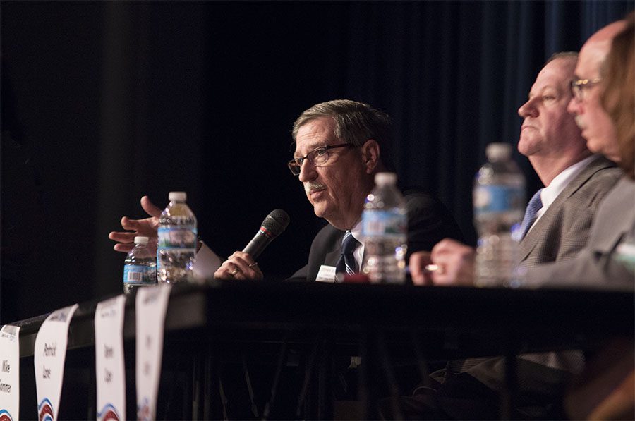 Candidates for FHSDs three open board of education seats respond to questions from the audience during an open forum on April 29. 