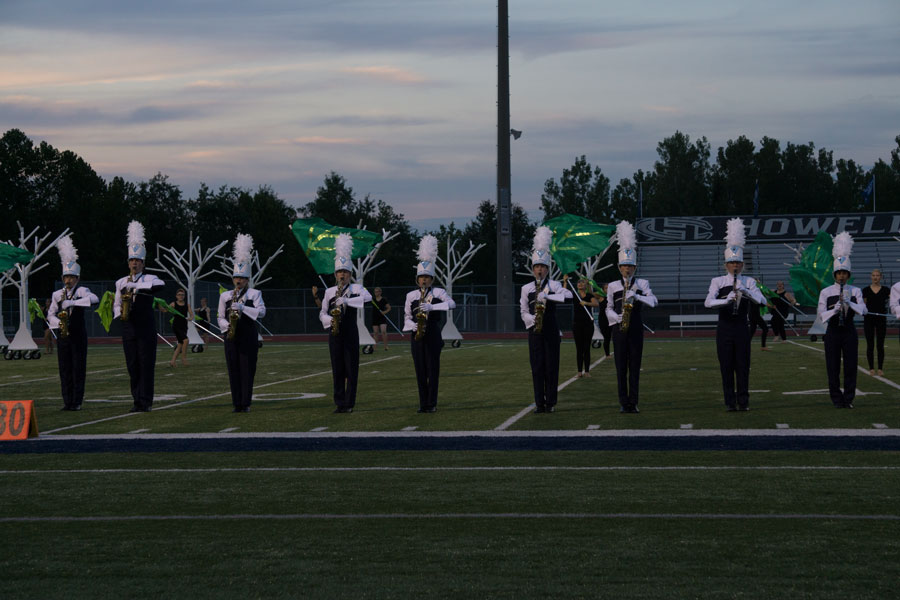 At the performance preview, the band debuted their show the Colorfall. Several other schools in the district performed their seasons shows as well. 