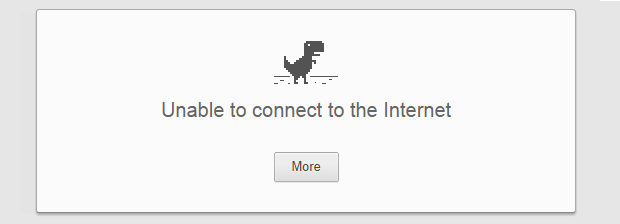 The google dinosaur shows up to entertain google users whos Internet is out.