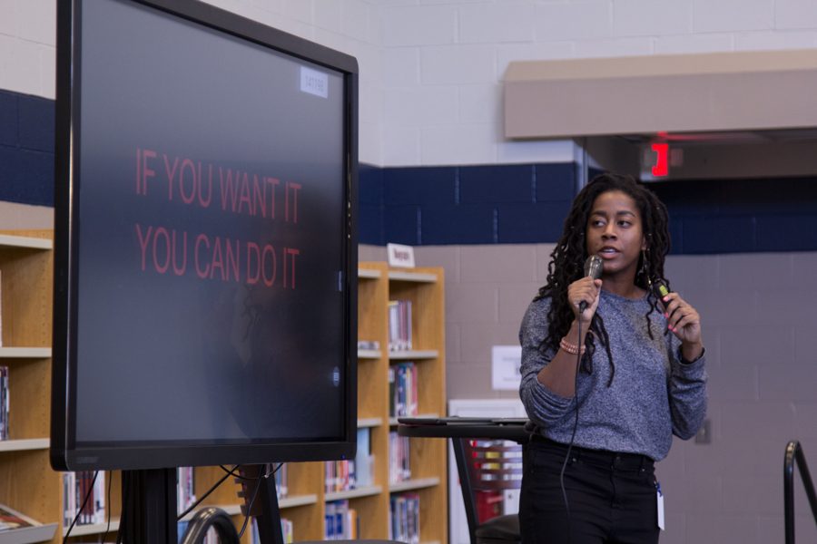 Author Tomi Adeyemi gives a presentation about pursuing passions. Adeyemis first book was an overnight sensation, coming out last Tuesday and already becoming a No. 1 New York Times bestseller. 