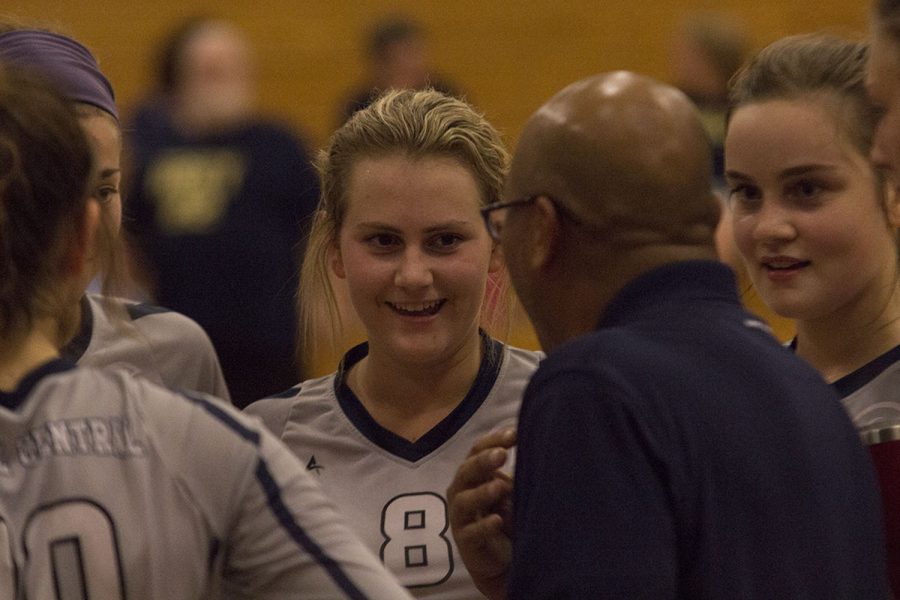 Senior, Josie Prince, receiving one of her last pep-talks of her high school volleyball career. 