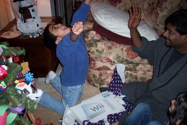 Kobe Thambyrajah rejoices after receiving his Wii console, a gift he had anticipated up until that very morning.