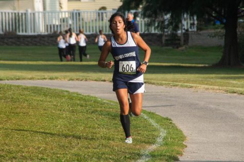 Xime Avila runs along the set path at a cross country race. “It was good, probably the best race so far. I’m feeling pretty confident [for the rest of the season] as a whole, Avila said.