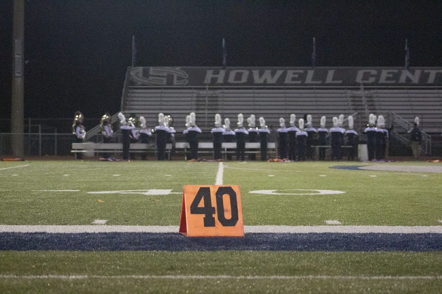 The+Francis+Howell+Central+Spartan+Regiment+performs+at+the+Howell+Preview%2C+one+of+their+few+performance+opportunities+this+season.+The+preview+also+saw+some+performances+from+the+other+Francis+Howell+high+school+marching+bands+as+they+performed+their+shows+for+each+other.
