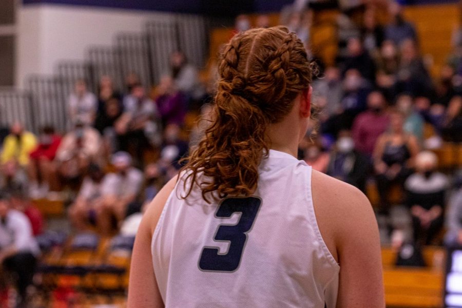 Senior Sophie Delaney looking out onto the court