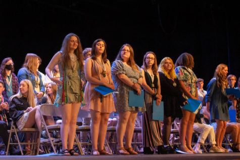 Seniors standing up as different awards get called