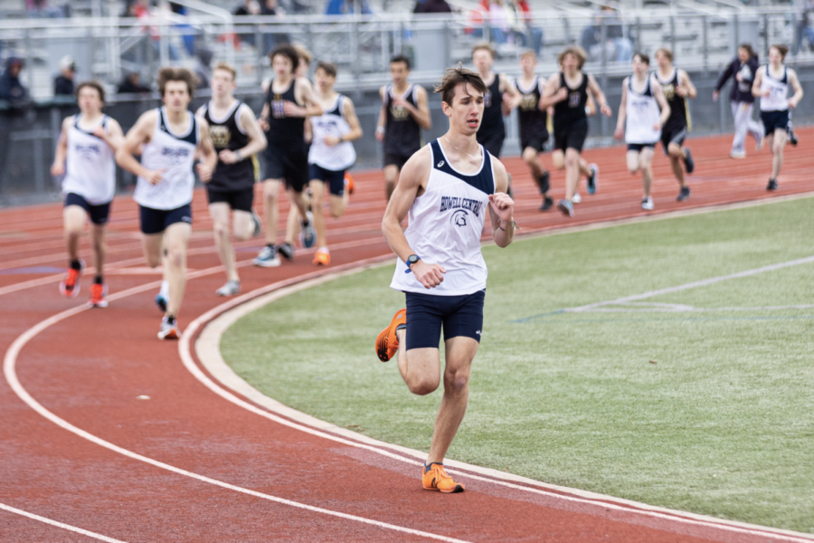 In it for the Long Haul: Ezra Bailey in the middle of running the 1,600 meter for track and field.