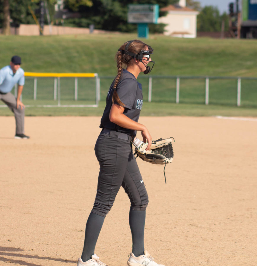Ashley Leible is getting ready to catch the ball. 