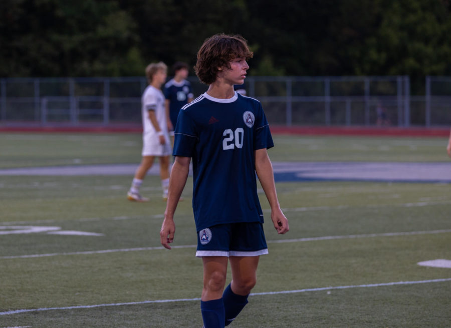 Freshman Dominic Gianino watches the play happen in front of him in a game against Timberland. Gianino is the lone freshman on varsity and often plays nearly the whole game. 