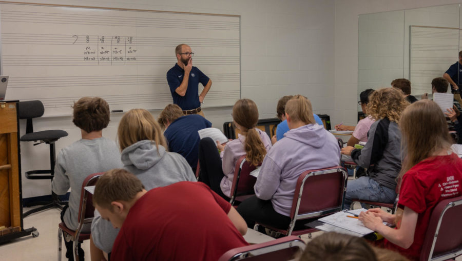 Mr. Andy Messerli and his students work together to comprehend the complexeties of music theory. This class has faced many changes over the years, going from Central’s smallest class, to it’s largest. 