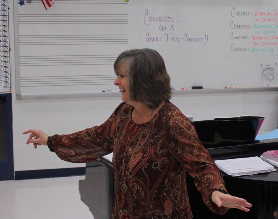 Mrs. Solverud leads the choir