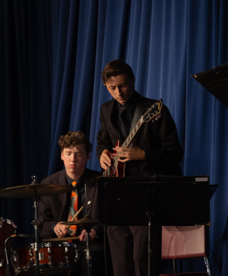 Tony Valera and Everett Scott playing at the fall band concert this past November. The performance featured the jazz band, as well as wind ensemble. 