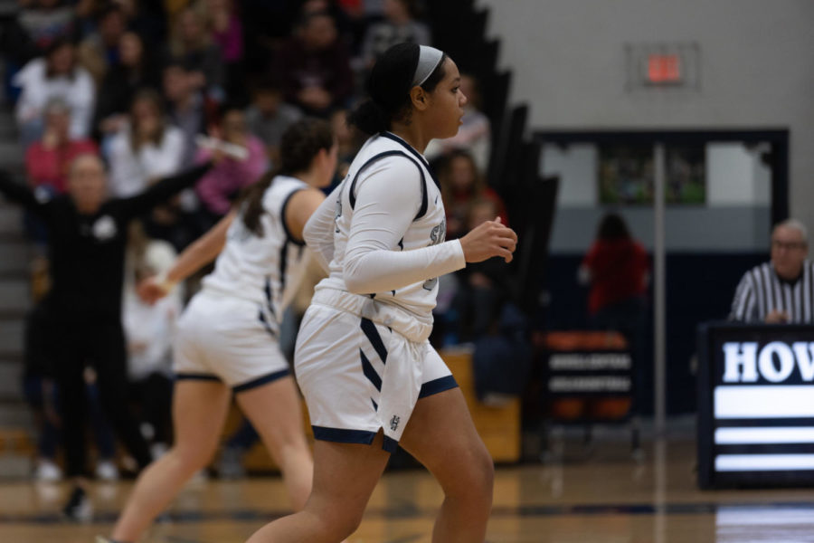 Senior Bri Mason is in her senior season at FHC. Mason sprints across the court at a recent Girls Basketball game. Photo by Aniya Sparrow.