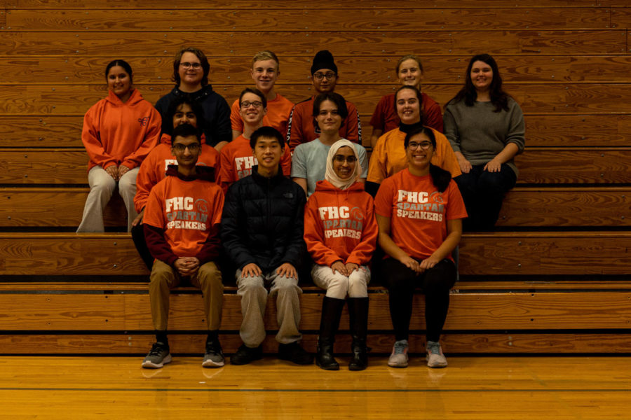 The Speech and Debate team posing for a photo.