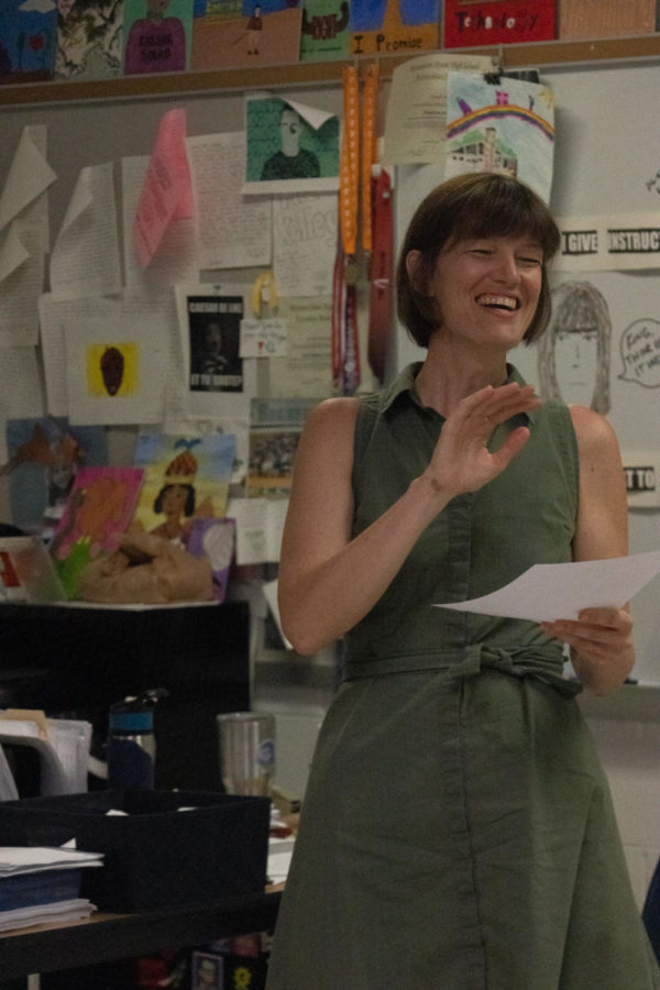 Mrs.+Kelley+laughs+with+her+second+hour+AP+World+History+students.+