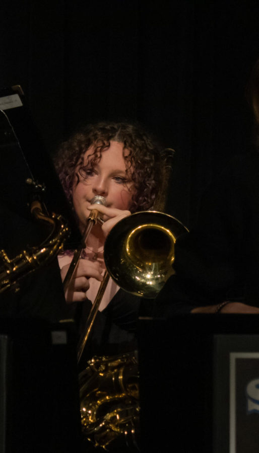 Anna Schwarm plays the trombone.