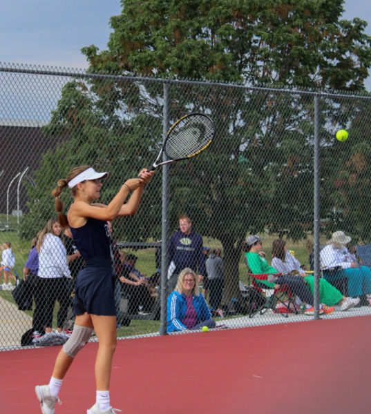 Rachel Latzel hits the ball back at the other players. This match was against FZS and she won on 9/16.