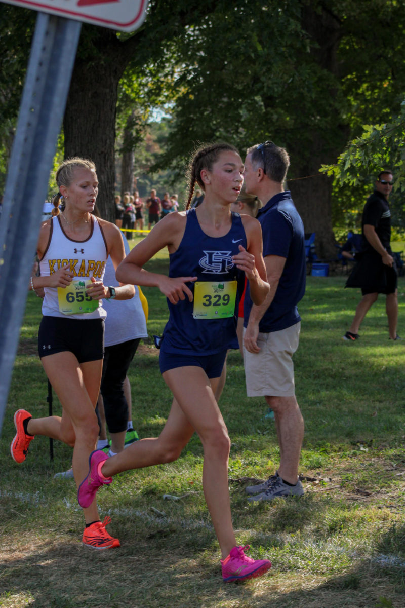 Freshman Noel Rice looks forward as she passes a competitor