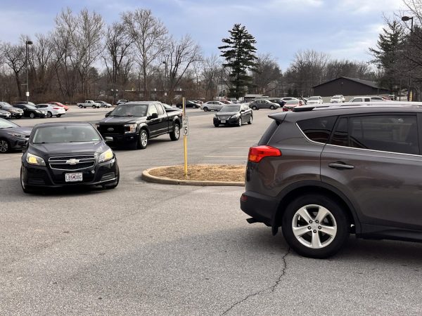 Traffic during dismissal time at the end of the school day. The many cars being backed up is a daily occurrence for the FHC student parking lot. 