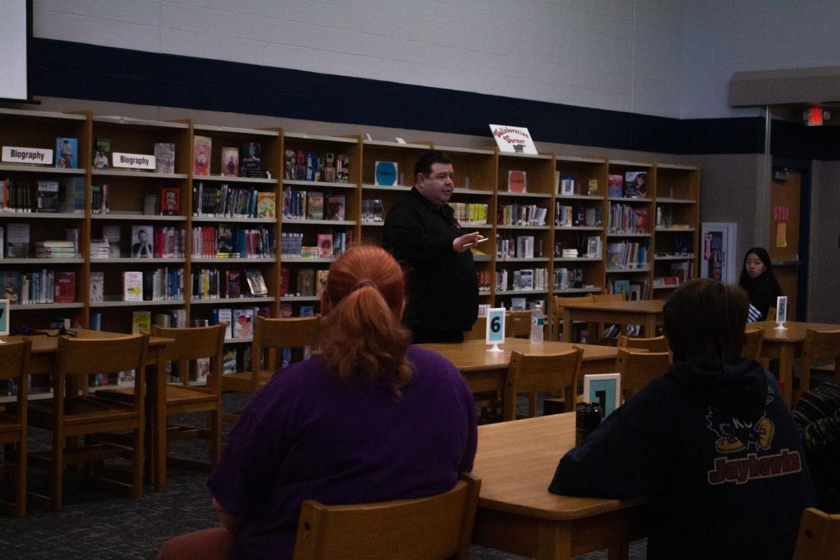 Frank “The Tank” Walsh presents in front of the crowd of students.