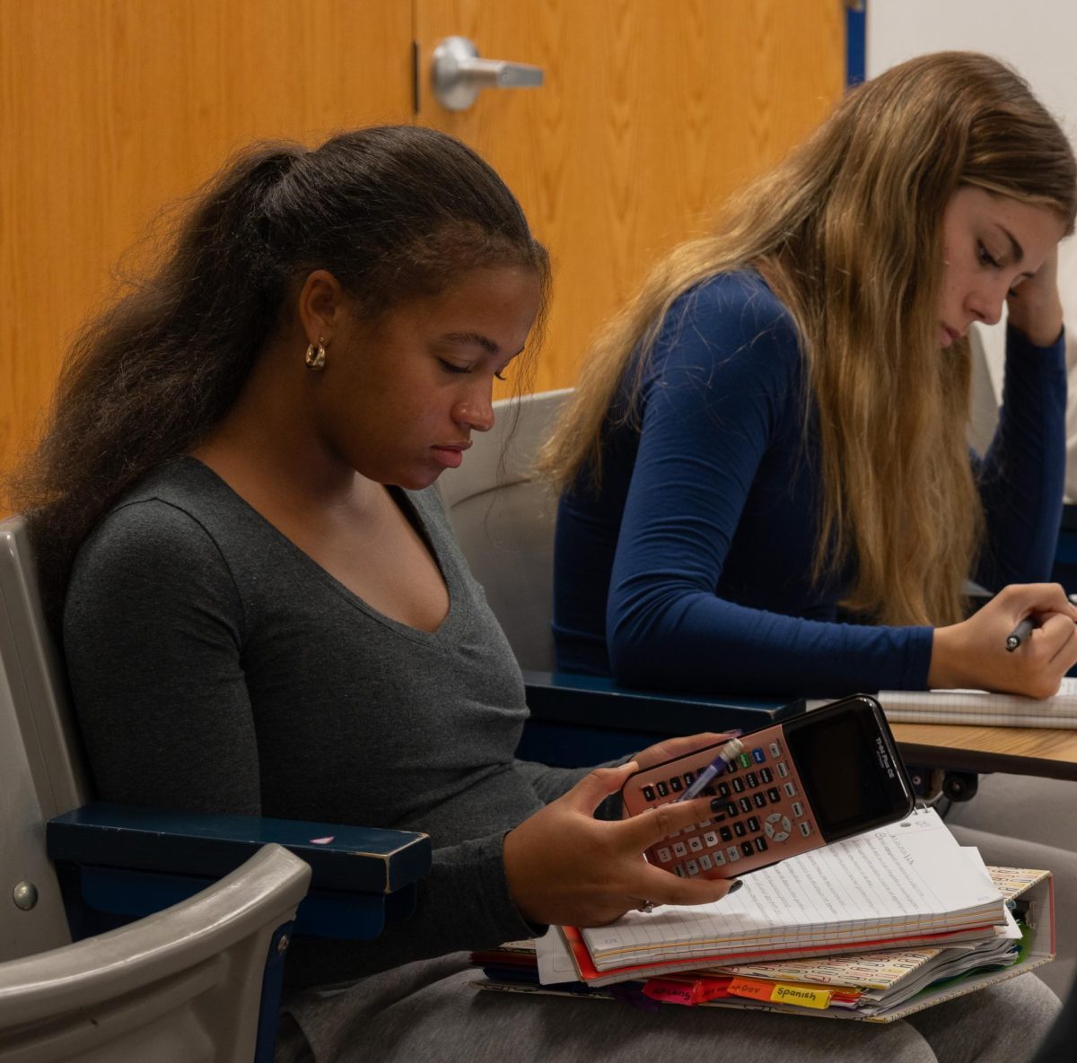 Junior Kiki Sanders-Fritz studies attentively for an upcoming math assignment in study hall on Oct. 1. Club leaders set role models for the rest of their club members, so it's important to keep up.