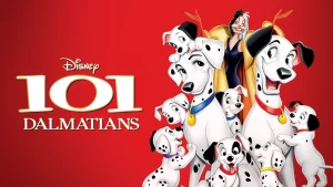 As Pongo and Perdita's puppies clamber over the loving parents, Cruella De Vil smiles mischievously behind them. Disney's 21st animated movie was a huge success when it was released in 1961, winning Best Animation in the BAFTA Film Awards the next year.