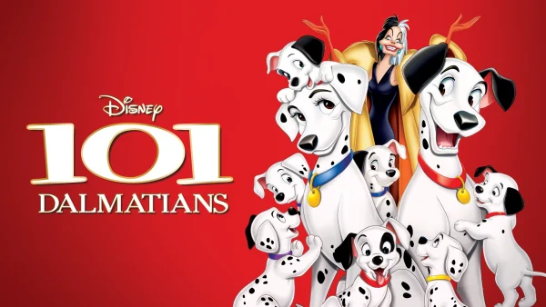 As Pongo and Perdita's puppies clamber over the loving parents, Cruella De Vil smiles mischievously behind them. Disney's 21st animated movie was a huge success when it was released in 1961, winning Best Animation in the BAFTA Film Awards the next year.