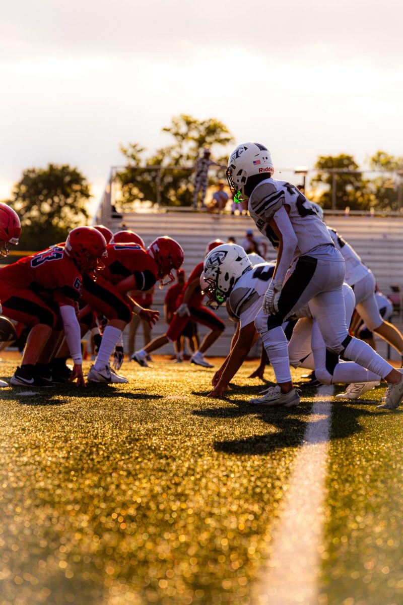 The Spartan defense lines up to the ball led by freshman Seth Nichols. Nichols had a lot to do with the momentum of the game with returning and playing almost all reps on defense.