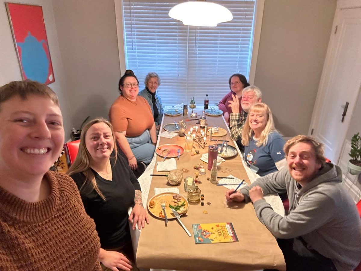 Mrs. Crain celebrates Thanksgiving dinner with her family. This is one of many gatherings she goes to as she celebrates this holiday. 
