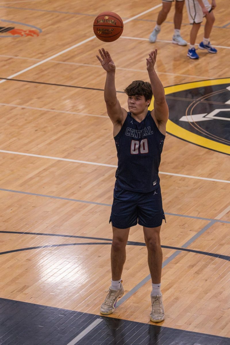 Junior Jack Brown Shoots a Free throw on Mar. 27. The freethrow was for a technical foulagainst him by Howell North.
