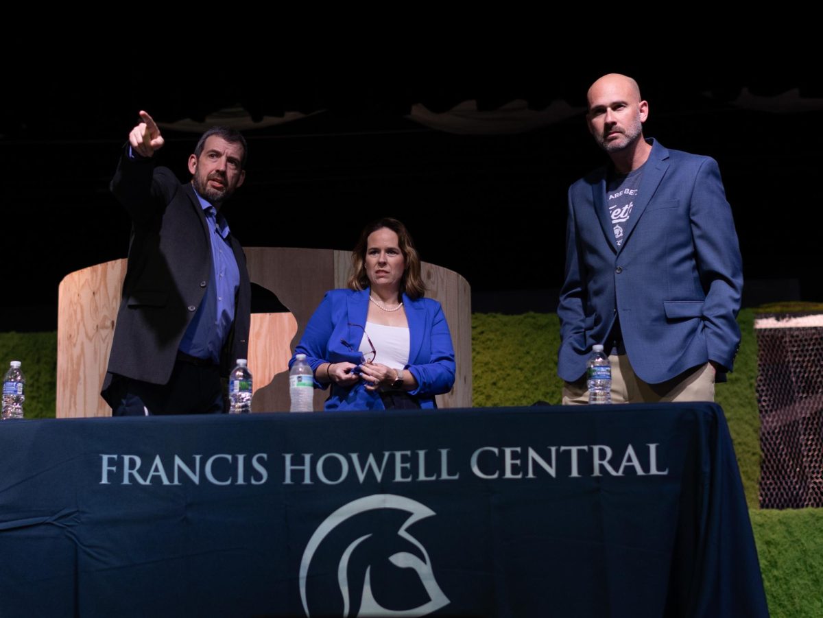 Candidates Kevin McGuire, Sara Dillard, and Jason Adams stand at the 2026 Board of Education Candidate Forum. The event was hosted at FHC's auditorium the Tuesday ahead of the April 7th election. 