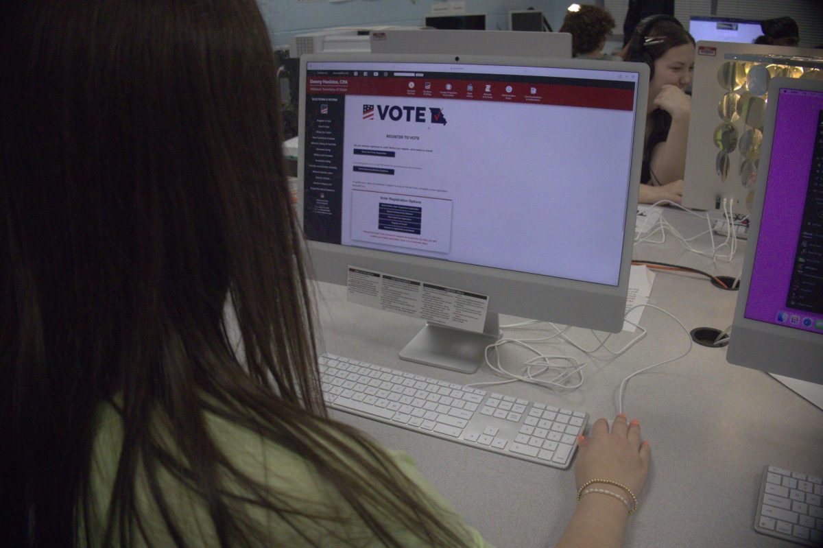 A student faces the portal for Missouri voter registration. The Missouri Secretary of State website is one of the many ways to register. 