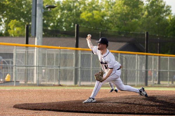 Junior Mason Boughton pitches the heater against DeSmet on May 4. Boughton started for the Central Spartans.
